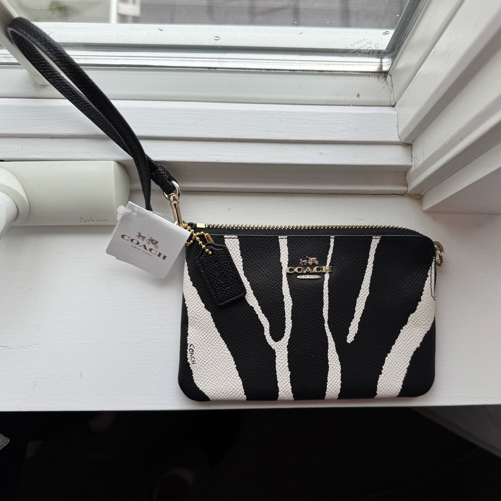 Coach Black and White Wristlet